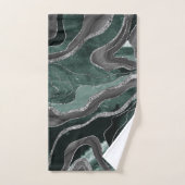 Donkergroene zwarte marmer Agate Silver Glitter Gl Bad Handdoek (Handdoek)