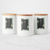 Donkergroene zwarte-productetiketten met bladachti voedselcontainer etiket (Flessen)