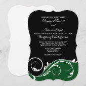 Donkergroene zwarte-zwembroek-weddenschap-uitnodig kaart (Voorkant / Achterkant)
