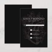 Donkerhardegothic Black Modern Wedding Handfasting RSVP Kaartje (Voorkant / Achterkant)