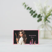 Donkerharige make-up Cartoon dame Visitekaartje (Staand voorkant)