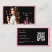 Donkerharige make-up Cartoon dame Visitekaartje (Voorkant / Achterkant)