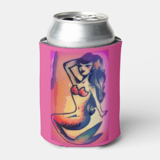 donkerharige zeemeermin blikjeskoeler (Blikje Voorkant)