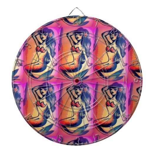 donkerharige zeemeermin dartbord (Voorkant)