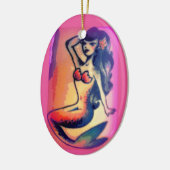 donkerharige zeemeermin keramisch ornament (Links)