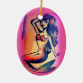 donkerharige zeemeermin keramisch ornament (Voorkant)