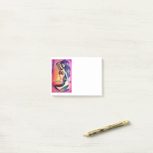 donkerharige zeemeermin post-it® notes (Op bureau)