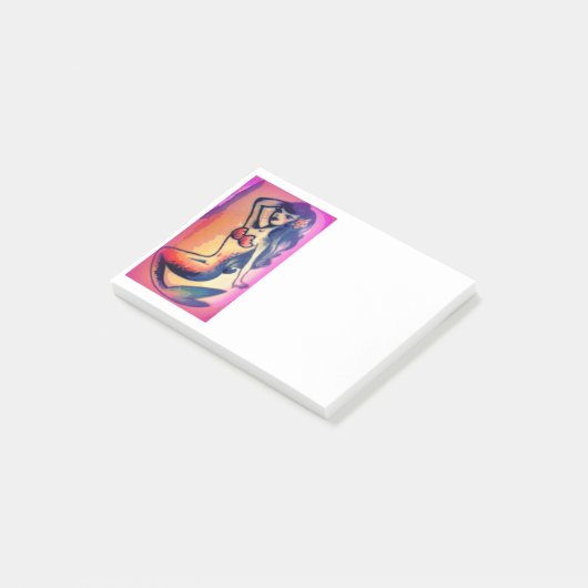 donkerharige zeemeermin post-it® notes (Schuin)