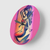 donkerharige zeemeermin ronde klok (Hoek)