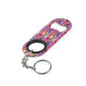 donkerharige zeemeermin roze mini flessenopener (Achterkant Gekanteld)