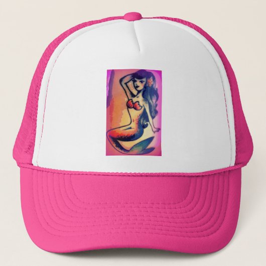 donkerharige zeemeermin trucker pet (Voorkant)