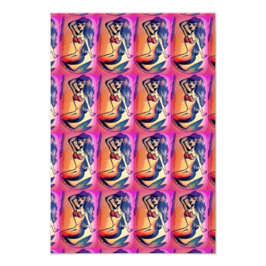 donkerharige zeemeerminnen foto afdruk (Voorkant)