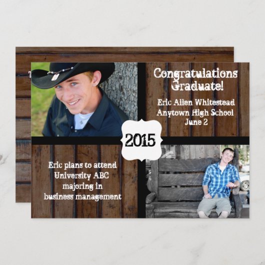 Donkerhout 2 Foto 2015 Afstuderen Aankondiging (Voorkant / Achterkant)