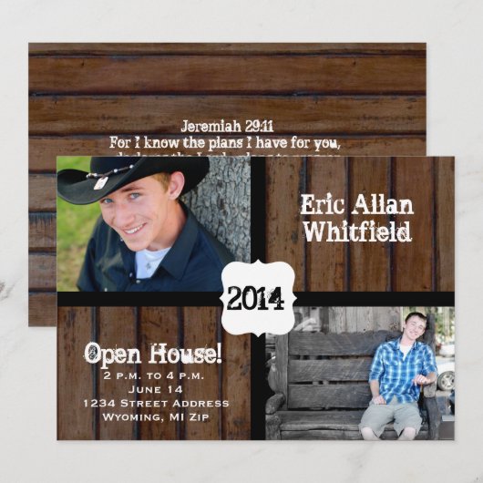 Donkerhout Aankondiging Afstuderen foto- (Voorkant / Achterkant)