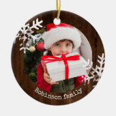 Donkerhout Rustige cirkel Fotosnoepvlokken Keramisch Ornament (Voorkant)