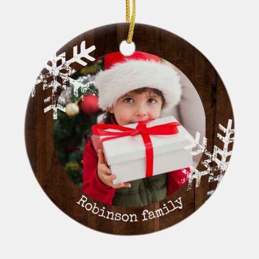 Donkerhout Rustige cirkel Fotosnoepvlokken Keramisch Ornament (Voorkant)