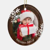 Donkerhout Rustige cirkel Fotosnoepvlokken Keramisch Ornament (Links)