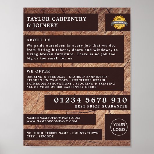 Donkerhout, timmerhout, timmerhout, Adverteren tap Poster (Voorkant)