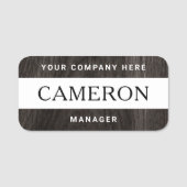 Donkerhoutkorrelwitte naam, titel en bedrijf naamplaatje (Voorkant)