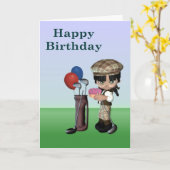 Donkerhuid jonge golfer Kaart (Gele Bloem)