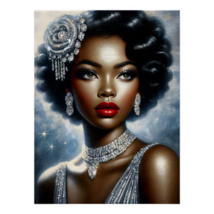 Donkerhuid vrouw glamour esthetisch perfect poster