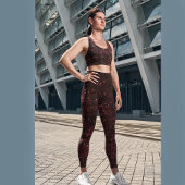 Donkerkerkersrood met een rozen all-over print leggings