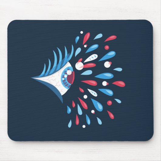 Donkerkleurig Splash Psychedelic Eye Muismat (Voorkant)