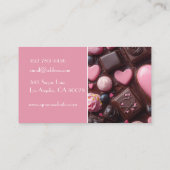 Donkerkleurige hartvormige chocolade visitekaartje (Achterkant)