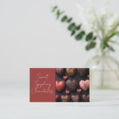 Donkerkleurige hartvormige chocolade visitekaartje (Staand voorkant)