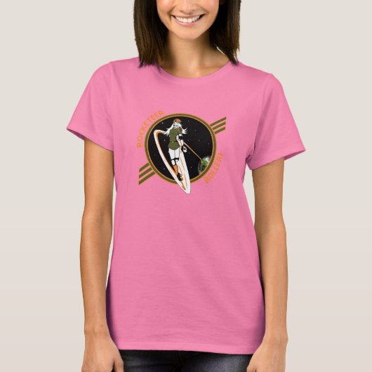 Donkerkleurige Rocketeer Rollers shirt met wieltje (Voorkant)