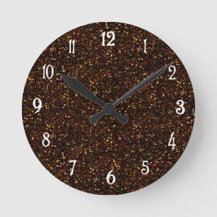 Donkerkoper Bronze Oranje glitter Ronde Klok
