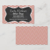 Donkerkoraal Chevron;  karton Visitekaartje (Voorkant / Achterkant)