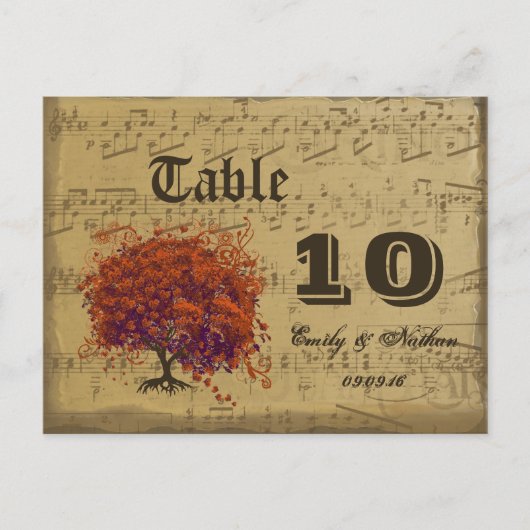 Donkerkoraal lederen boomtabelnummer briefkaart