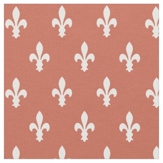 Donkerkoraal - Victoriaans Fleur de Lys Fabric Stof (Close Up)