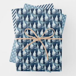 Donkerlicht blauw Abstract ringvormig patroon Inpakpapier Vel