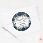 Donkermarineblauw bloemenvlinders Rozen Favor Ronde Sticker (Envelop)