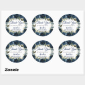 Donkermarineblauw bloemenvlinders Rozen Favor Ronde Sticker (Vel)