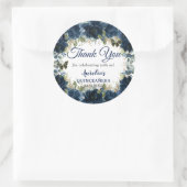 Donkermarineblauw bloemenvlinders Rozen Favor Ronde Sticker (Tas)