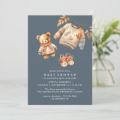 Donkermarineblauw | Leuk Modern Boho Herfst Baby s Kaart (Staand voorkant)