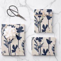 Donkermarineblauw Modern Groovy Daisy Flowers