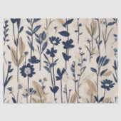 Donkermarineblauw Modern Groovy Daisy Flowers Tissuepapier (Voorkant)