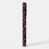  donkermarineblauw Sinaasappel Paisley Pattern iPhone Hoesje (Rechterkant)