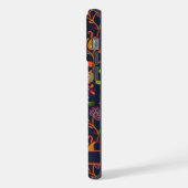  donkermarineblauw Sinaasappel Paisley Pattern iPhone Hoesje (Linkerkant)