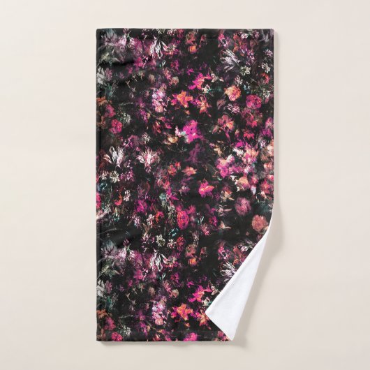 Donkermodern Abstract Roze Bourgogne Bloemen Bad Handdoek (Handdoek)