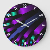 Donkermooie kleuren neon glanzende lintstroken grote klok (Voorkant)