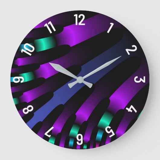 Donkermooie kleuren neon glanzende lintstroken grote klok (Voorkant)