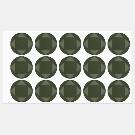 Donkermos groene geometrische cirkel labels (Vel)