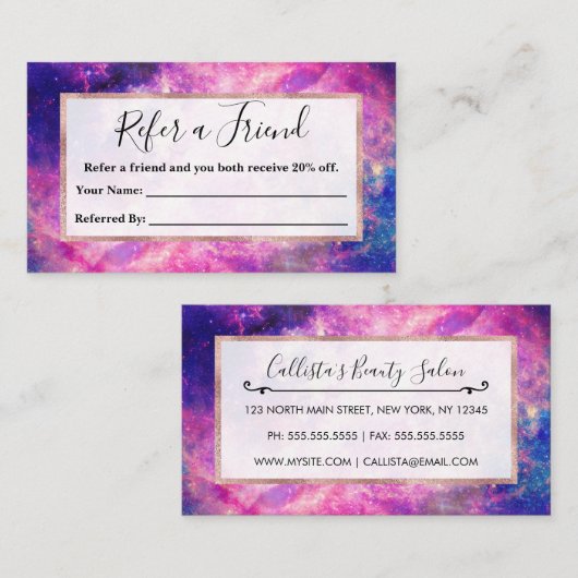 Donkernachtgradiënt galaxy glanzend Zodiac Starry Aanbevelingskaartje (Voorkant / Achterkant)