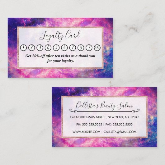 Donkernachtgradiënt galaxy glanzend Zodiac Starry  Klantenkaartje (Voorkant / Achterkant)