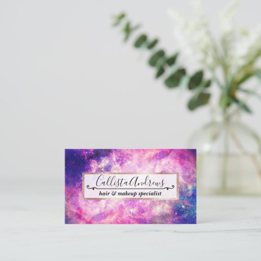 Donkernachtgradiënt galaxy glanzend Zodiac Starry Visitekaartje (Staand voorkant)